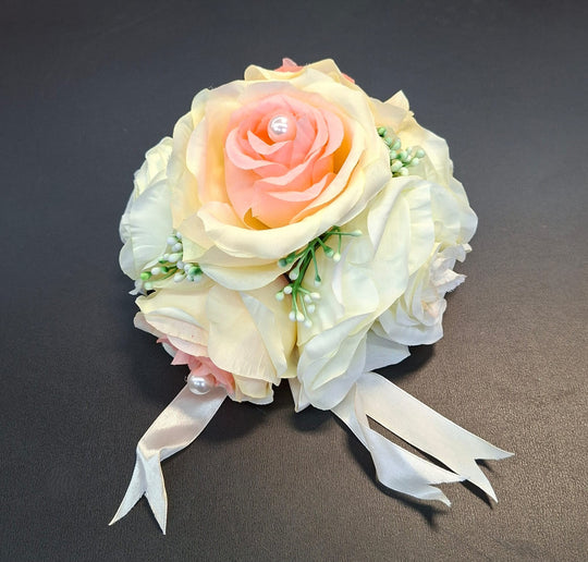 Clame capete trandafiriivory si somon artificiali 12/set - 15cm