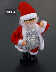 Moș Crăciun dansator cu lumini și baterii - 25cm