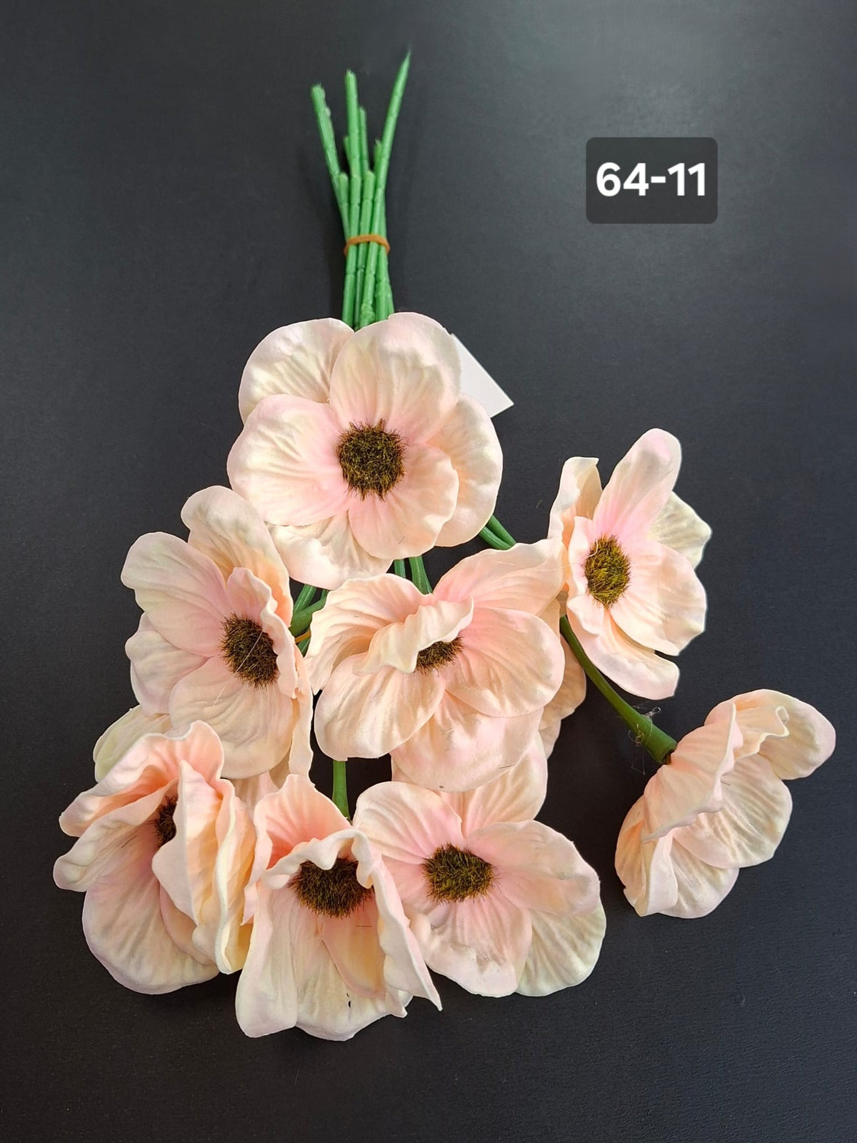 Anemone artificiale crem–piersică 33cm – set 10 fire