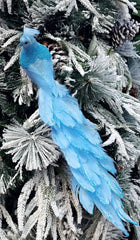 Ornament Crăciun Pasăre Albastră cu Pene și Sclipici