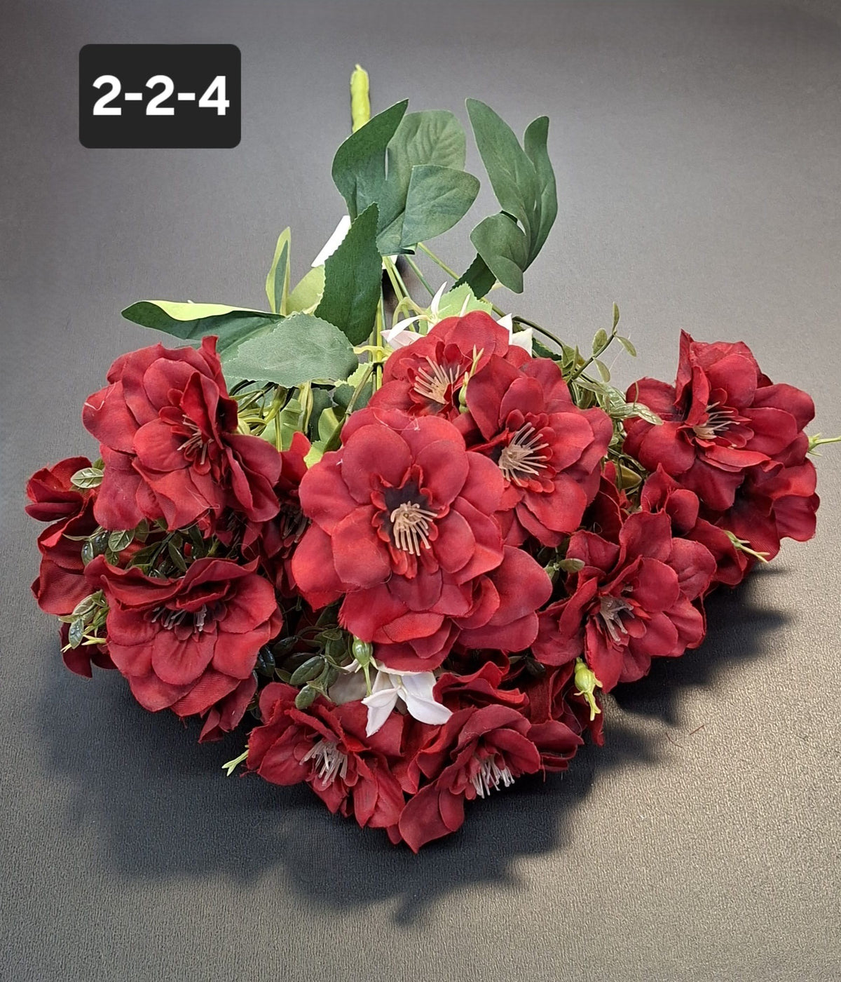 Buchet artificial trandafiri japonezi rosu-inchis 49cm