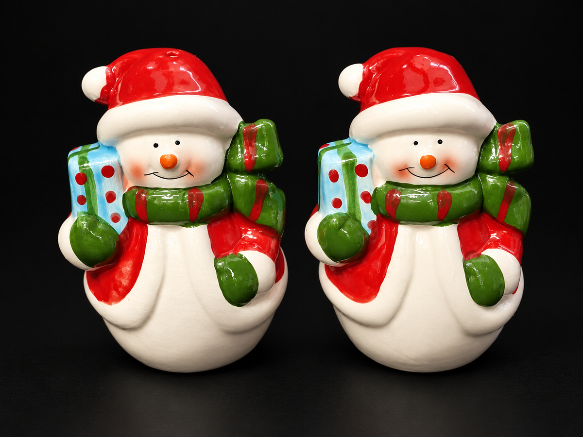 Solniță decorativă Om de Zăpadă – model festiv de Crăciun - 10cm