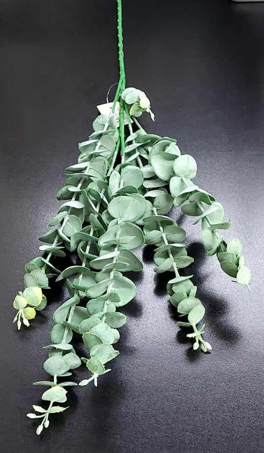 Ramură decorativă artificială tip suculentă – model curgător cu frunze rotunjite, verde deschis