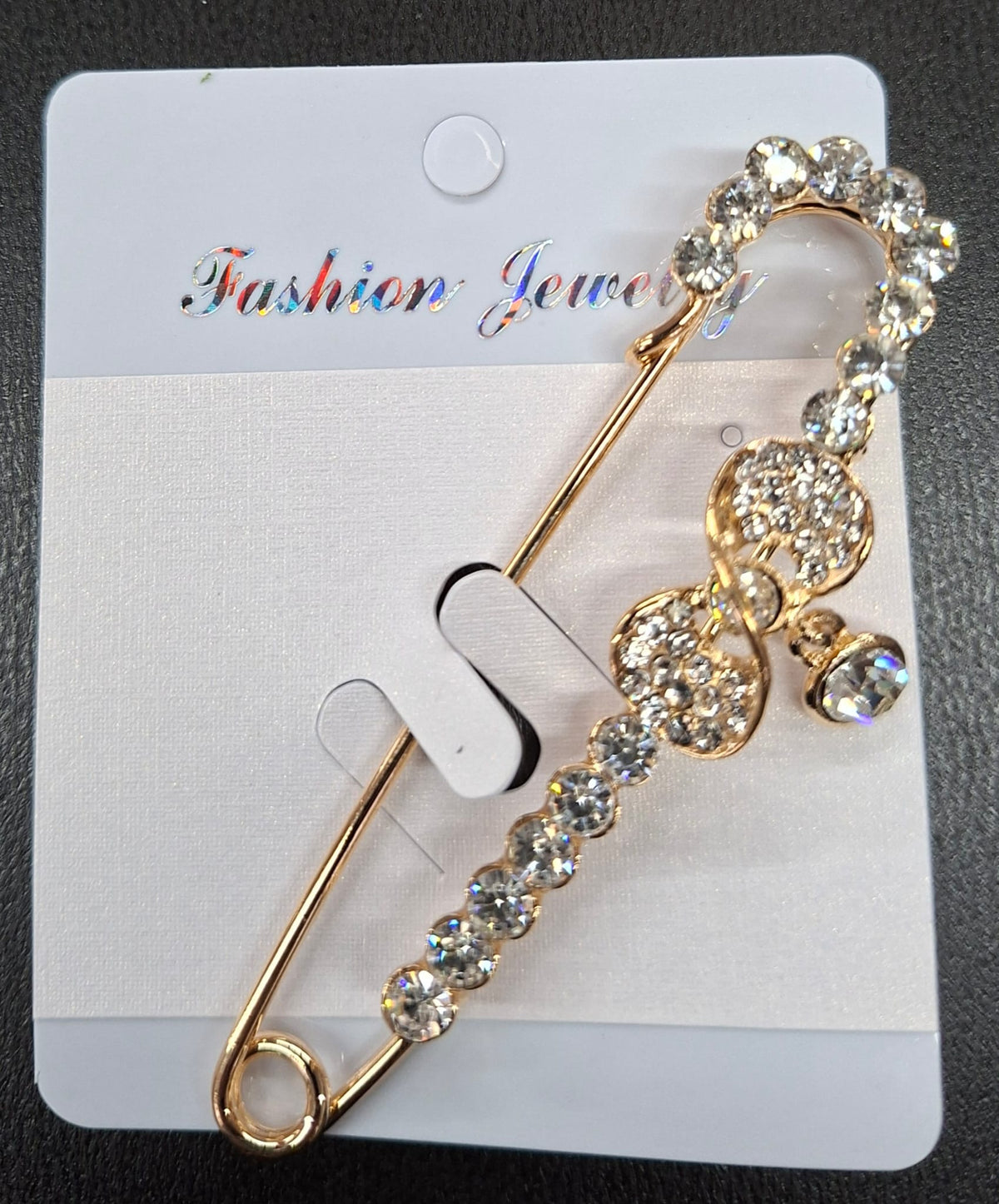 Broșe Tip Ac de Siguranță cu Strasuri – Model Elegant Auriu 12/set