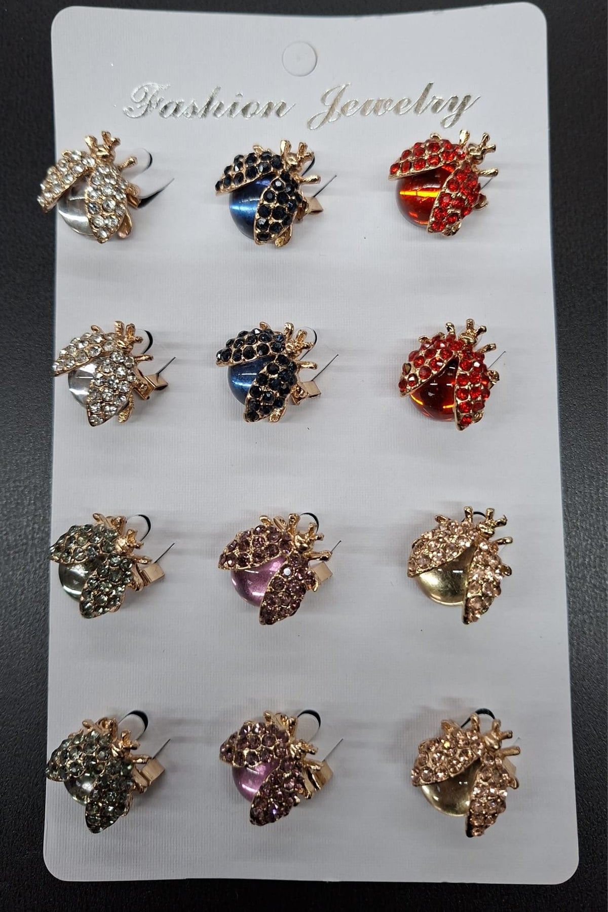 Broșe Buburuză cu Strasuri Colorate - 12/SET