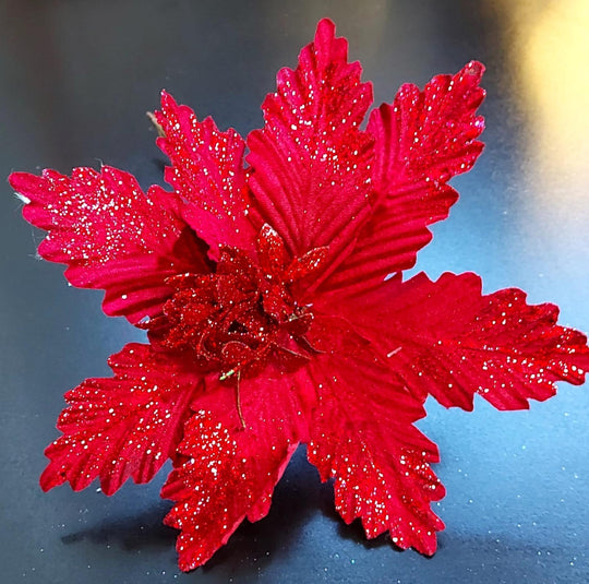Crăciunițe artificiale roșii – flori decorative festive 10/set