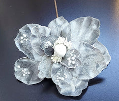 Flori Crăciun argintii cu perle – flori decorative elegante 10/set