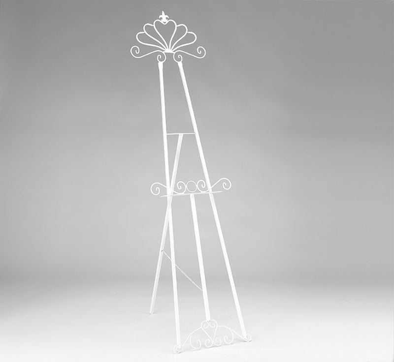 Suport decorativ tip șevalet alb din metal pentru aranjamente și panouri - 90x50cm
