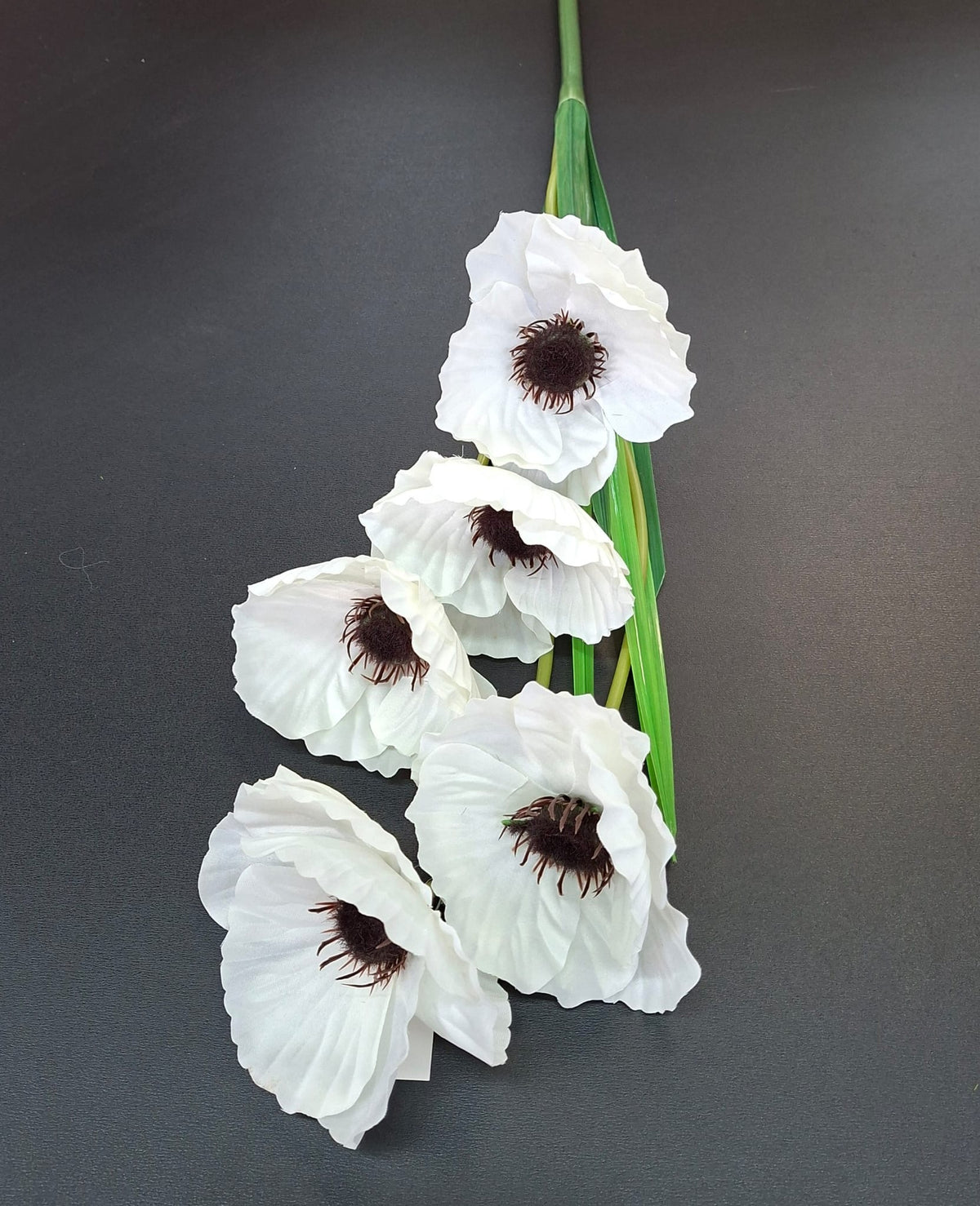 Mac artificial alb cu 5 flori – 95cm