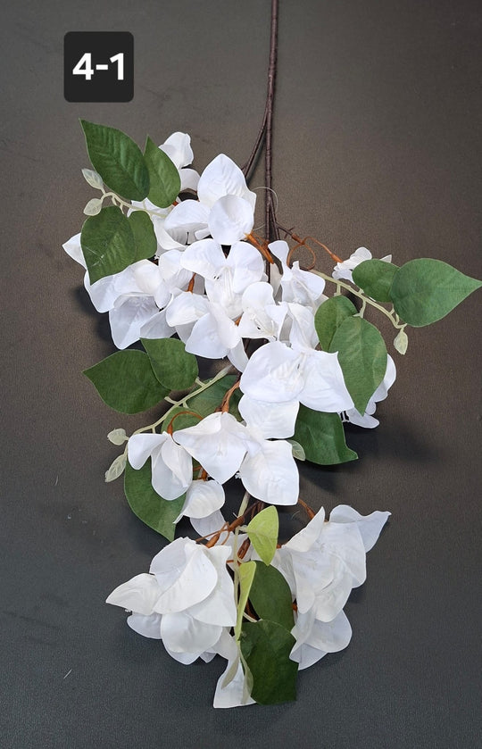 Ramură artificială decorativă - 77cm bougainvillea albă