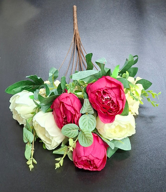 Buchet cu Bujori Ciclam 49cm – Flori Artificiale din Material Textil