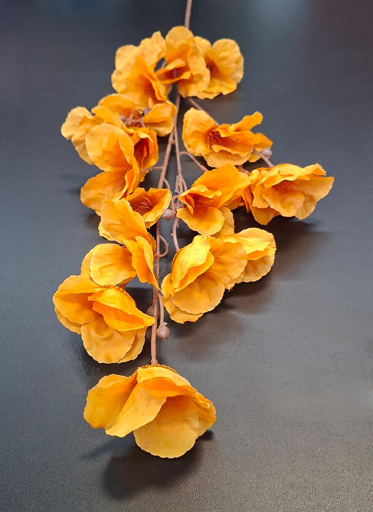 Ramură decorativă mac galben, 100cm – flori artificiale