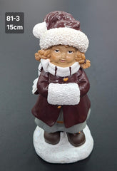 Figurină fetiță de iarnă, decor ceramic Crăciun - 15cm