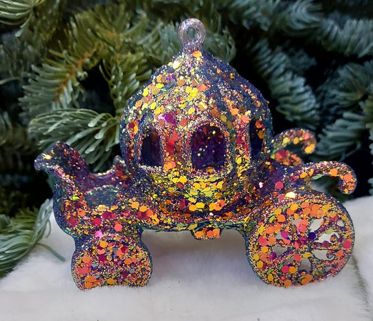 Caleașcă decorativă mov cu sclipici multicolor – set 10 bucăți