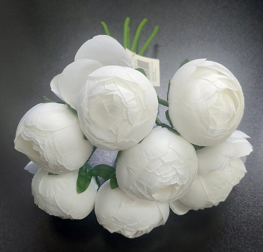 Buchet cu bujori albi artificiali – 7 flori 24cm