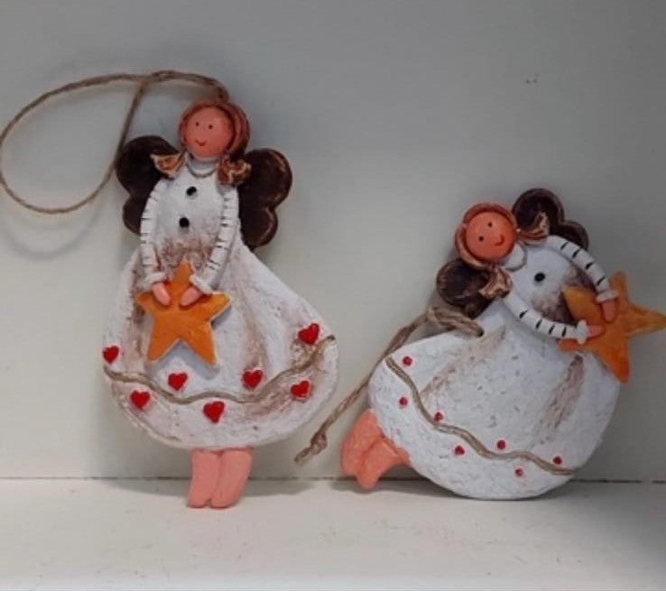 Îngerași albi – decor ceramic Crăciun 4/set 10cm