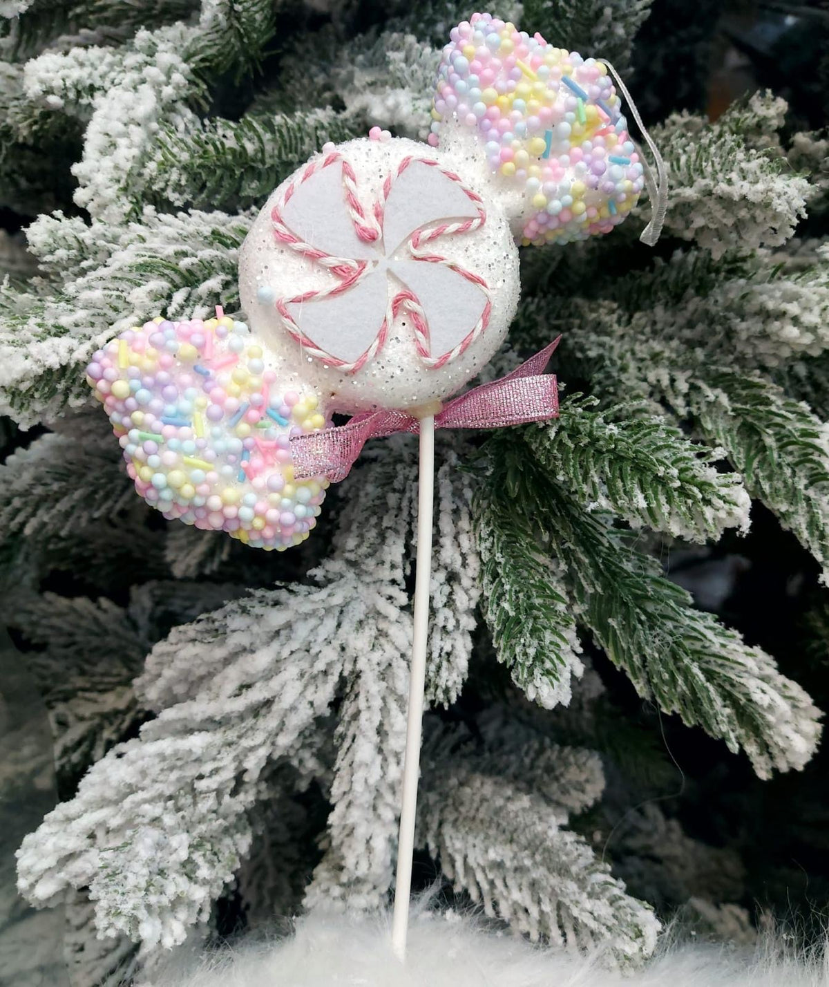 Acadea decorativă Candy Land alb pastel – 25cm set 10 bucati