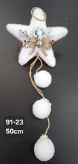 Decorațiune stea albă rustică cu globuri - 50cm