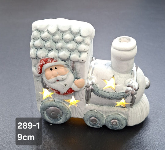 Trenuleț luminos decor ceramic Crăciun cu Moș Crăciun - 9cm