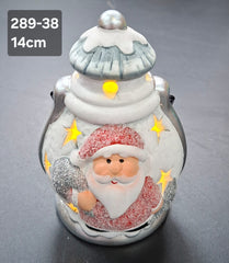 Felinar ceramic Moș Crăciun, decor ceramic Crăciun - 14cm