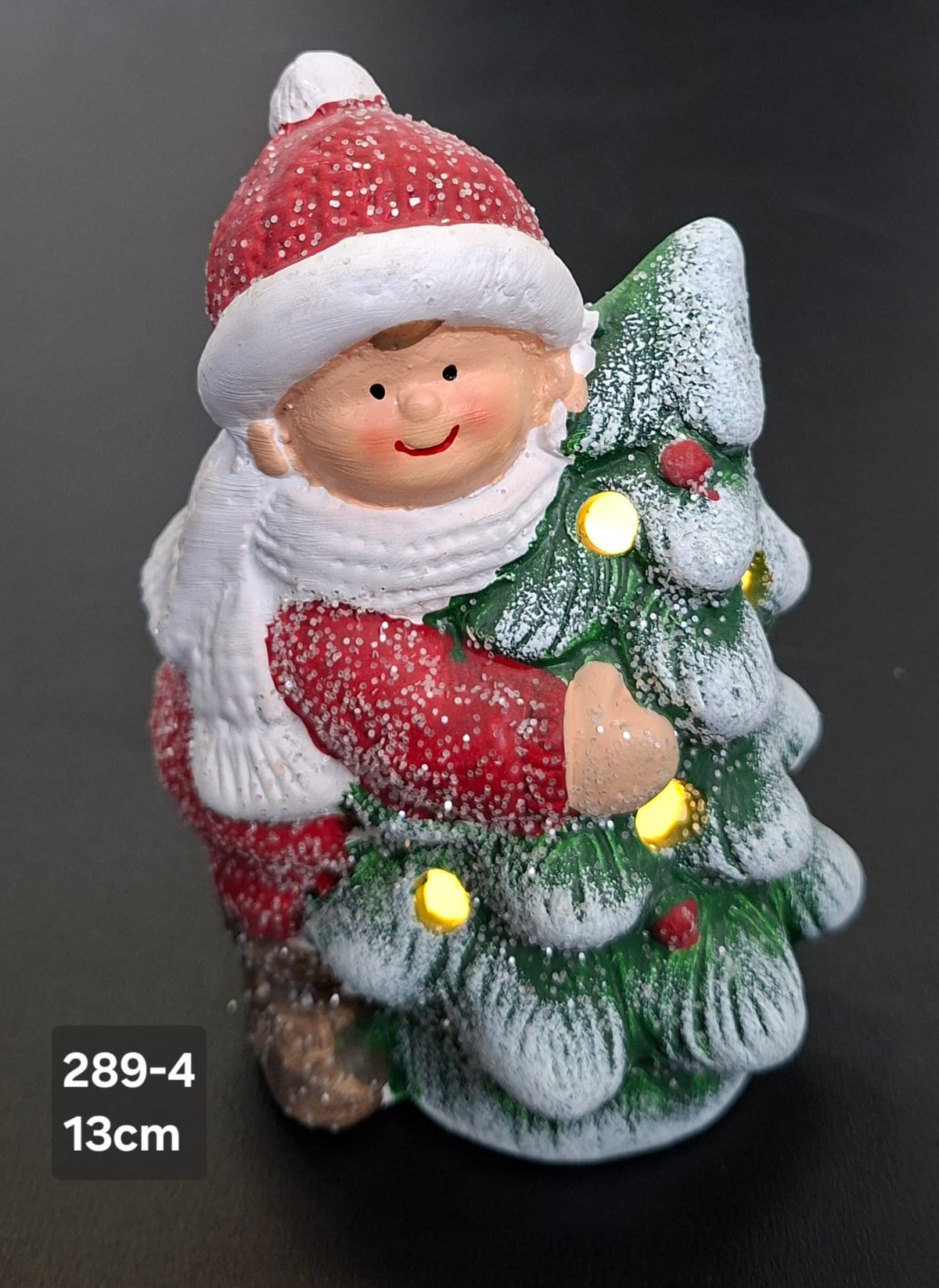 Decor ceramic Crăciun fetiță cu brad luminos - 13cm