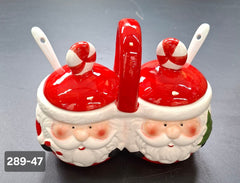Set condimentar decor ceramic Crăciun dublu - 12x15cm