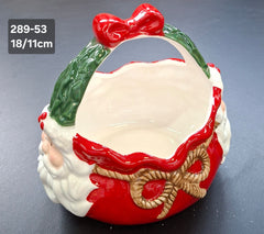 Coș decor ceramic Crăciun 18x11cm
