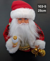 Moș Crăciun decorativ cu baterii, costum roșu - 25cm