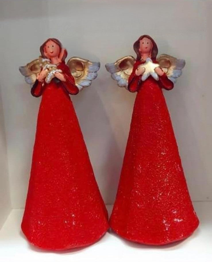 Îngerași roșii – decor ceramic Crăciun - 2/set 20cm