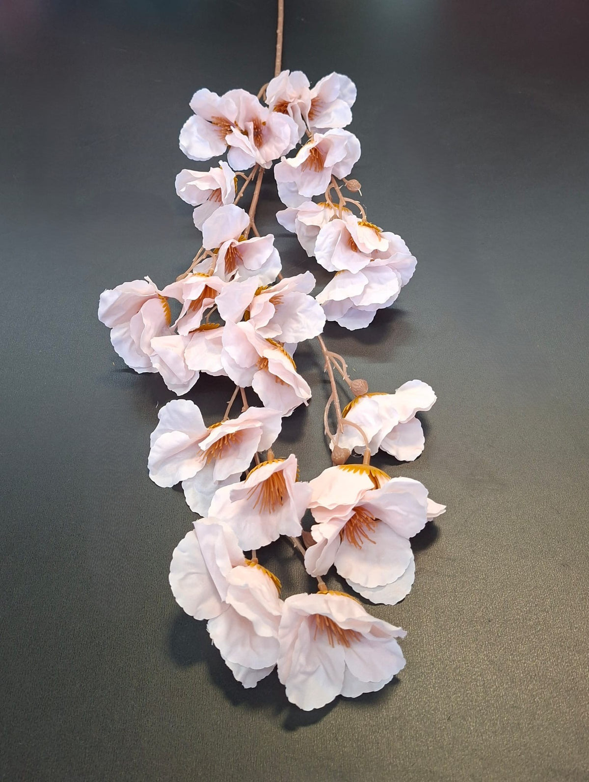 Ramură decorativă mac roz pal, 100cm – flori mici