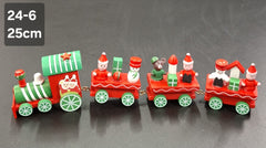 Trenuleț decorativ de Crăciun din lemn, roșu-verde - 25cm