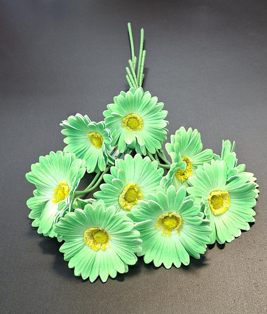 Buchet margarete artificiale verzi 34cm - set 10 flori