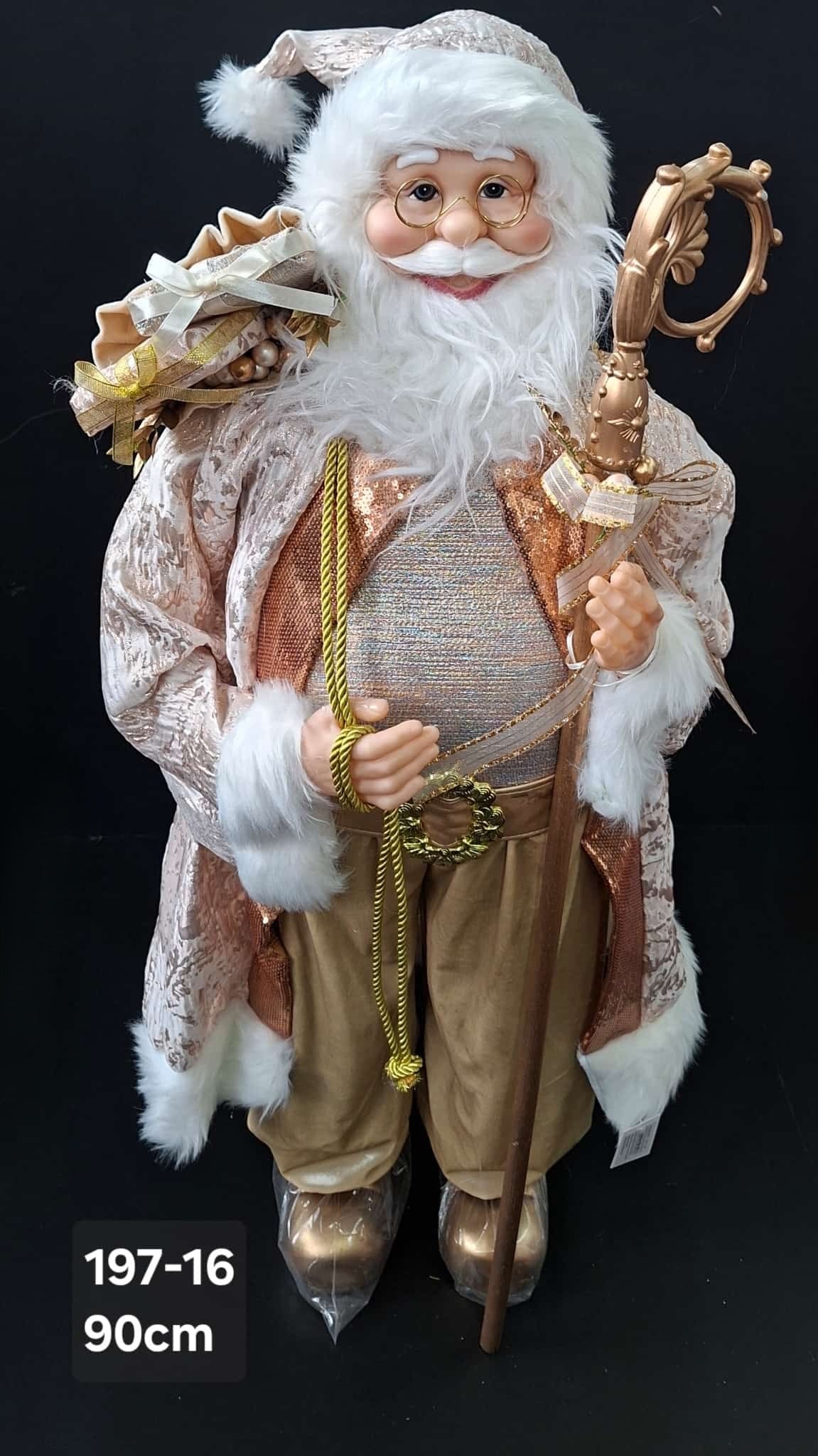 Figurină decorativă Moș Crăciun auriu – 90cm