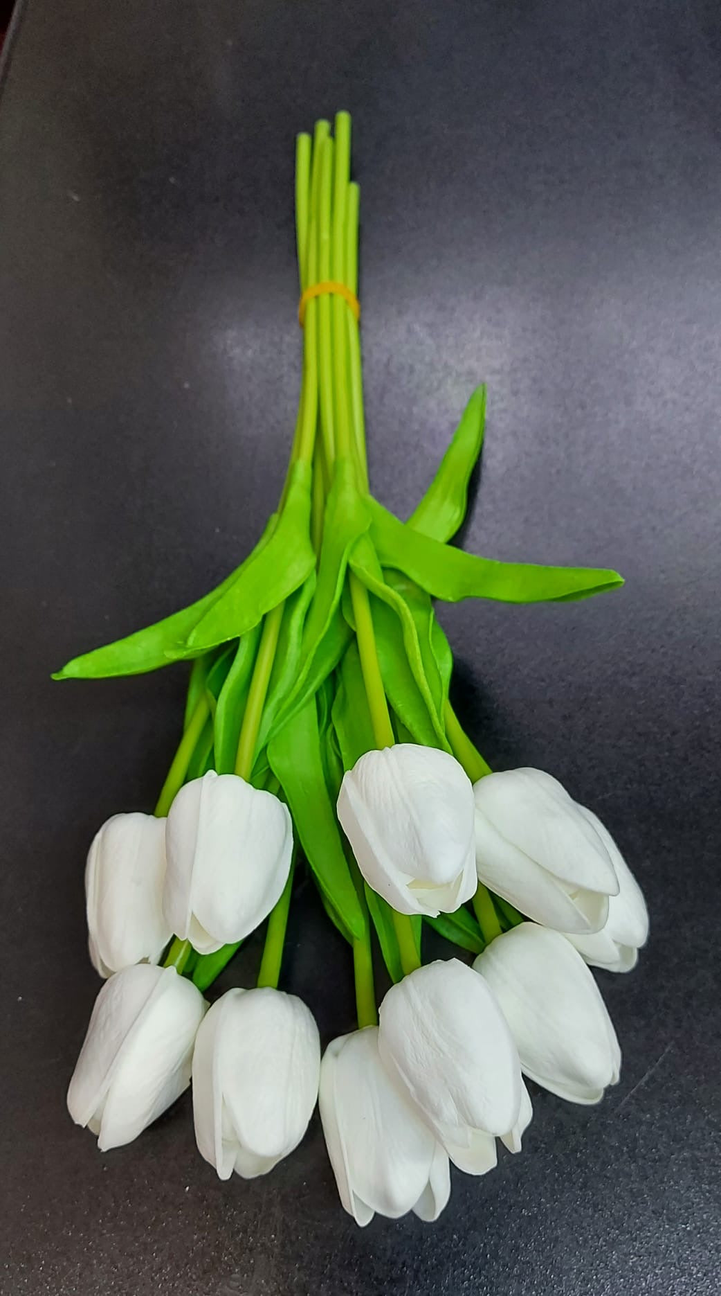 Lalele artificiale albe din silicon – Set 10 bucăți