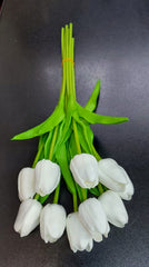 Lalele artificiale albe din silicon – Set 10 bucăți