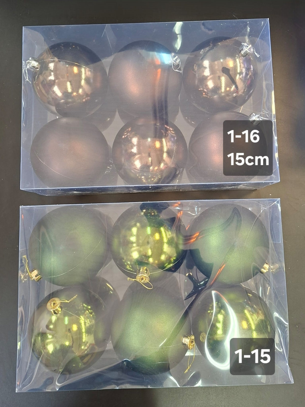 Globuri Crăciun verzi/maro 15cm - set 6 bucati