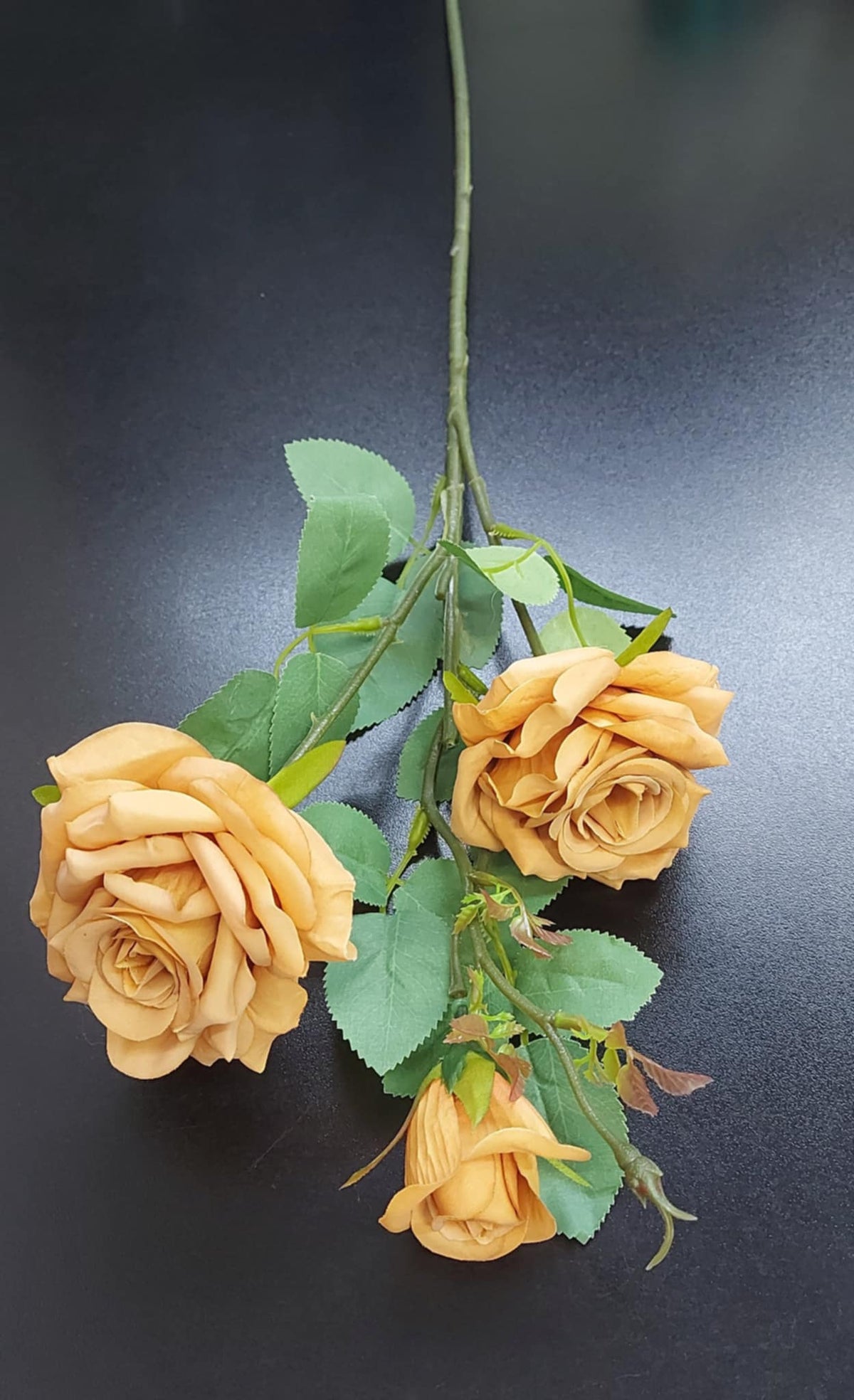 Fir Trandafir artificial galben 65cm – flori decorative realiste