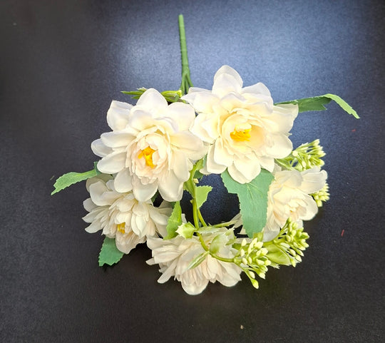 Buchet de dalii artificiale crem – flori mici 26cm