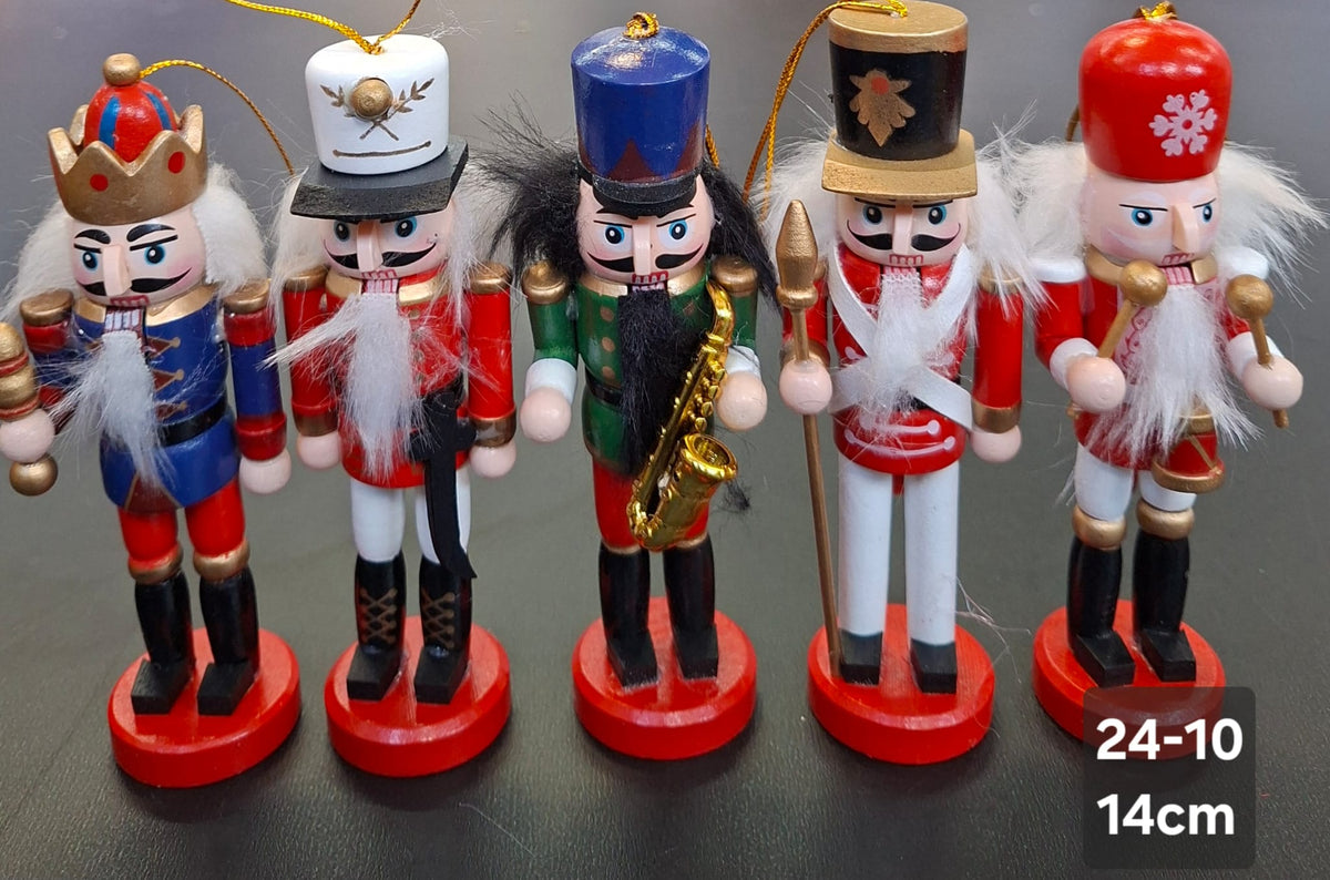 Set 5 soldăței decorativi din lemn Crăciun - 14cm