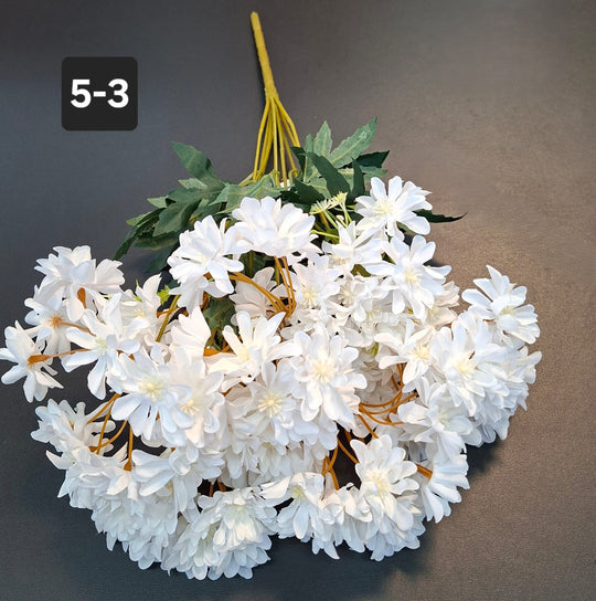 Buchet flori artificiale crizanteme alb cald - 48cm