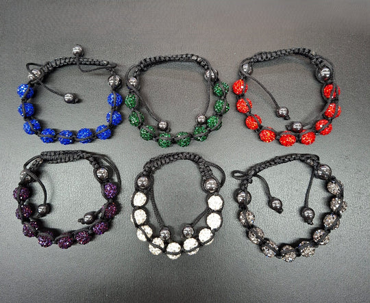 Brățară Tip Shamballa cu Mărgele Strălucitoare – Ajustabilă 12/set