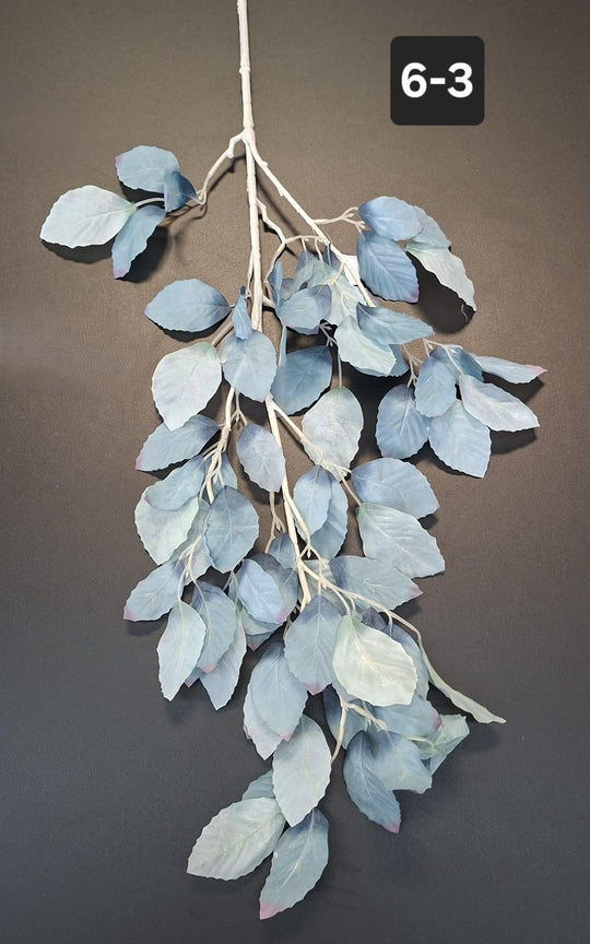 Ramură artificială decorativă - 97cm frunze albastre