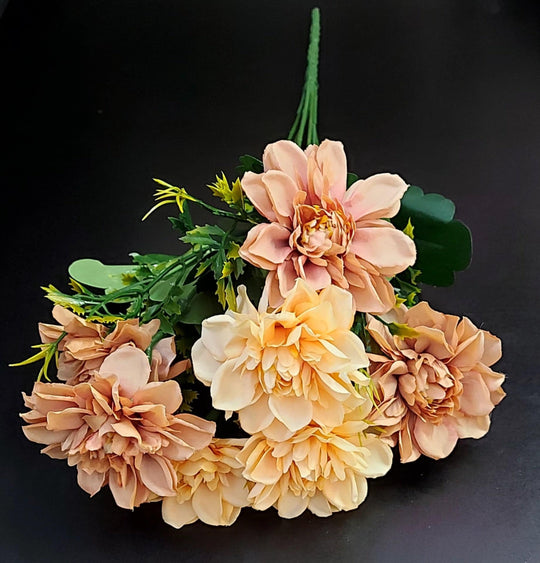Buchet de dalii artificiale piersica – flori mici 33 cm