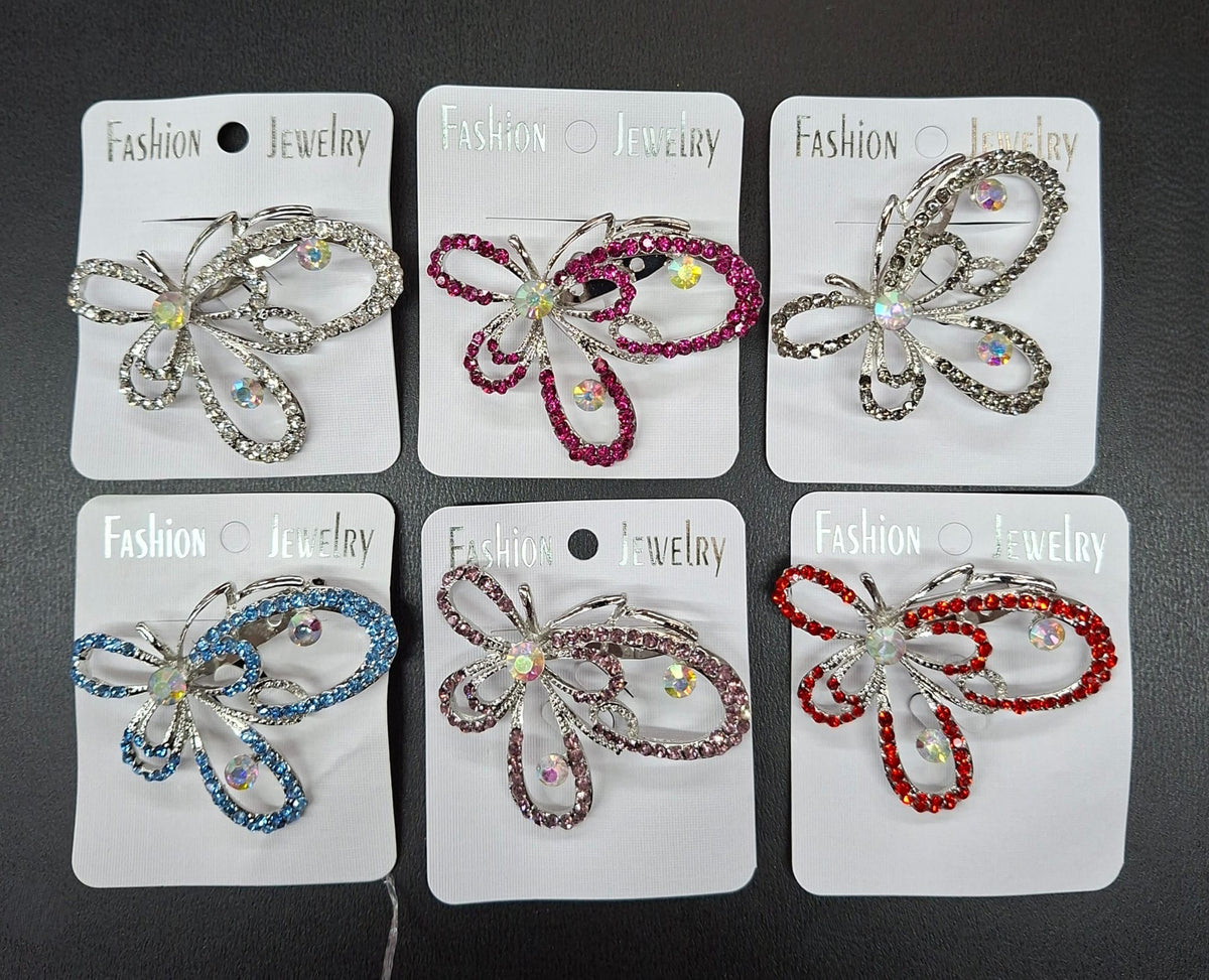 Broșe Elegante Tip Fundă cu Strasuri Multicolore – Accesoriu Fashion Strălucitor 12/set