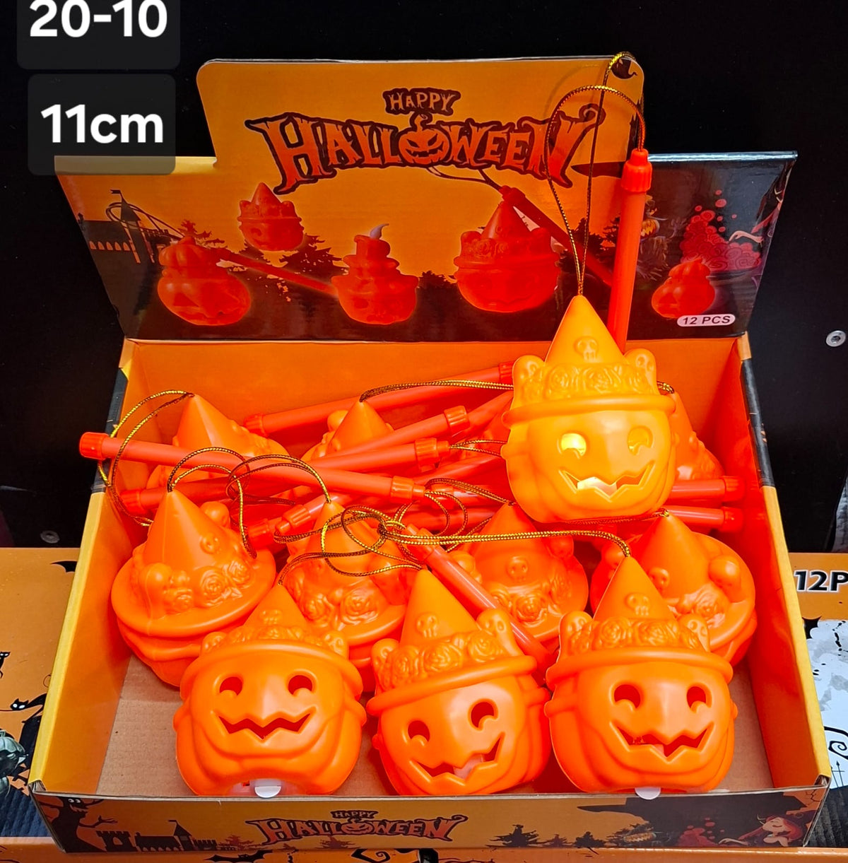 Set 12 Dovleci Halloween cu Pălărie, 11cm – Decorațiuni Party
