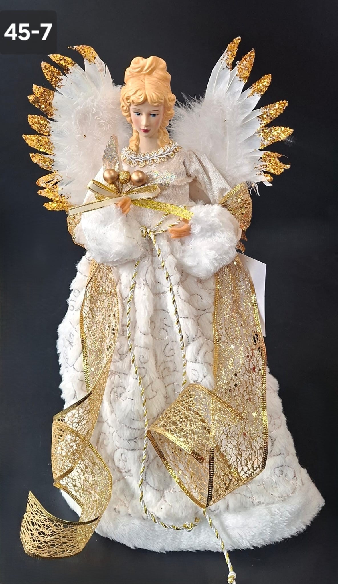 Înger decorativ auriu vârf de brad Crăciun - 44cm