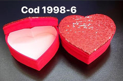 Cutie din catifea roșie 6/set, în formă de inimă 14×12cm, cu capac din paiete – pentru flori și cadouri premium