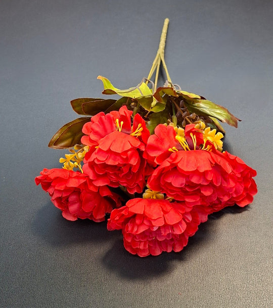 Buchet Decorativ cu Bujori rosii, 34cm