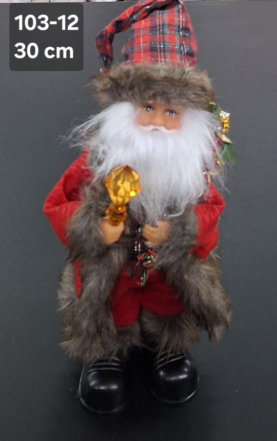 Moș Crăciun cu baston luminos, decor sărbători - 30cm
