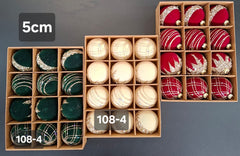 Set 9 Globuri Crăciun Decorative Catifelate cu Sclipici Auriu - 5cm